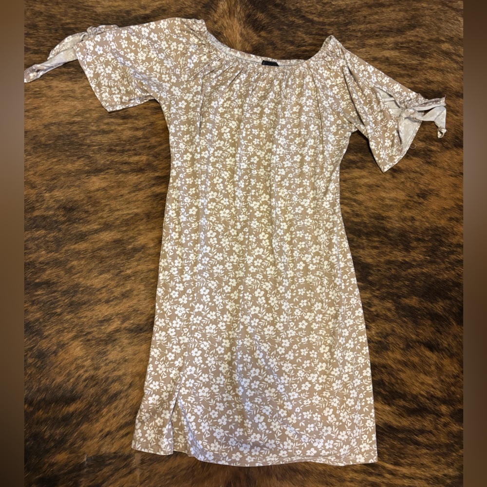 Floral Tan Midi Dress